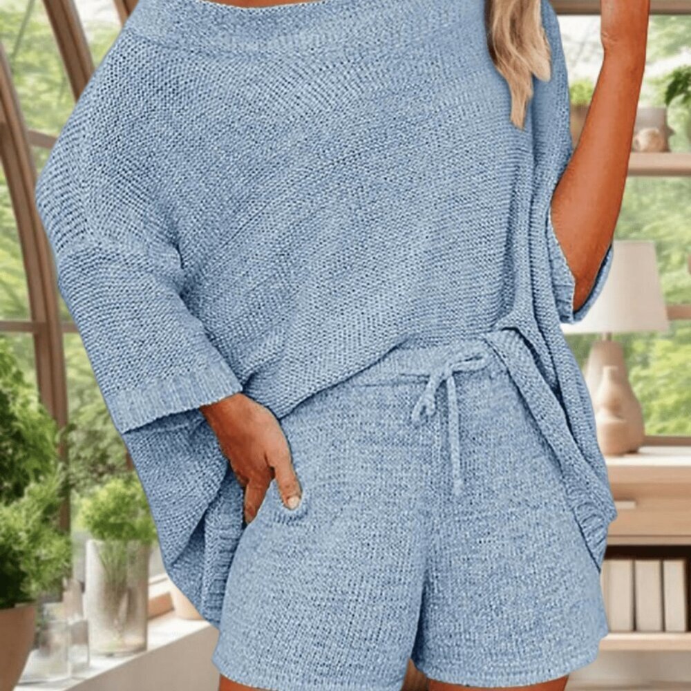 Blue Casual Women's Sweater Lounge Set